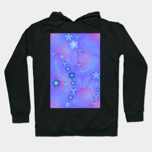 Light Blue leaves and flowers pattern Hoodie